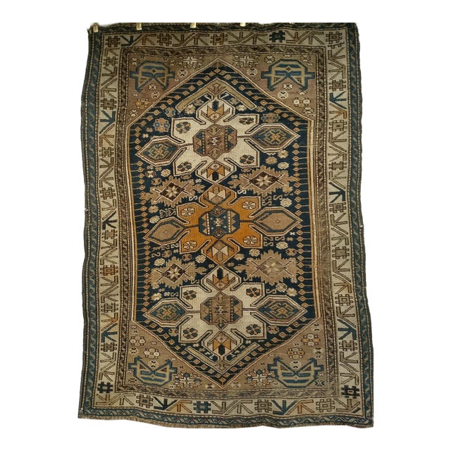 Antique Caucasian Shirvan Area Rug, Hand-Woven Wool, Medallion Design, 3' x 5' For Sale