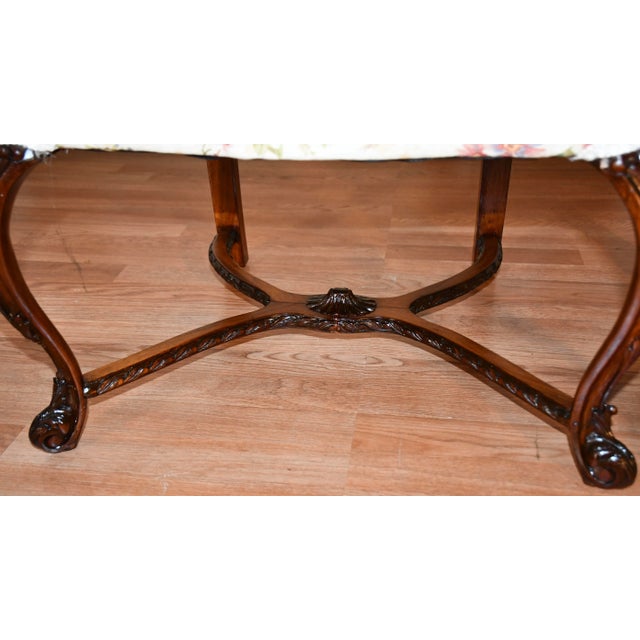 Wood 1900s Antique French Walnut Pair of Armchairs , Living Room Fireplace Chairs For Sale - Image 7 of 13