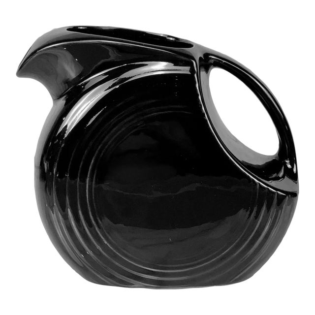 Mid-Century Black Porcelain Disc Juice Pitcher For Sale