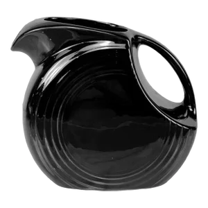Mid-Century Black Porcelain Disc Juice Pitcher