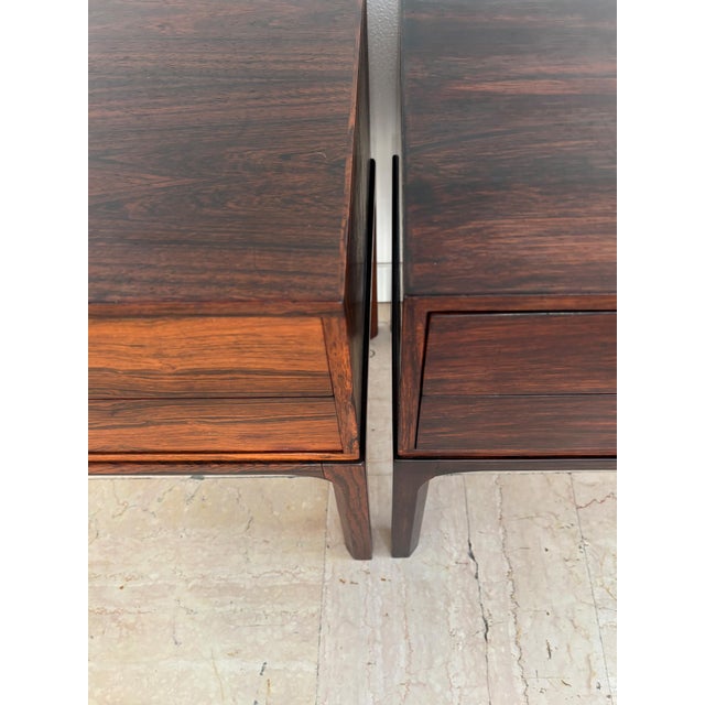 Scandinavian Dark Wood Bedside Tables by Kai Kristiansen for Aksel Kjiersgaard, Denmark, 1960s, Set of 2 For Sale - Image 6 of 17