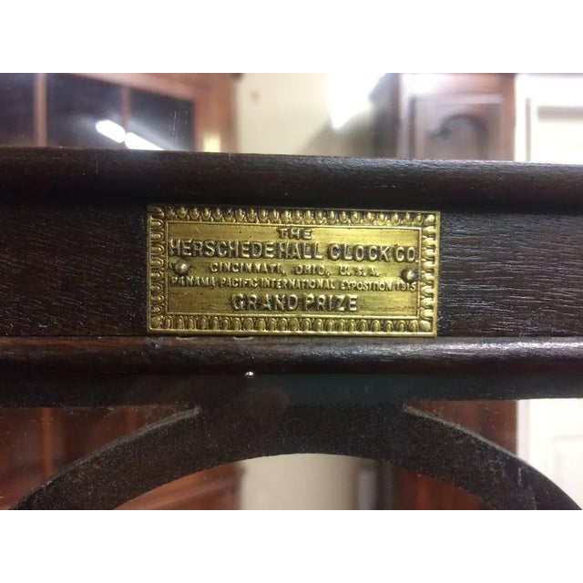 Wood Antique Grandfather Clock Herschede Clock Tubular Tall Clock Solid Wood Mahogany For Sale - Image 7 of 8