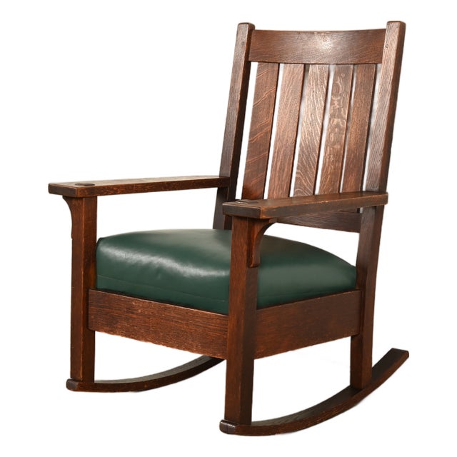 Gustav Stickley Antique Mission Oak Arts & Crafts Rocking Chair | Circa 1910 For Sale