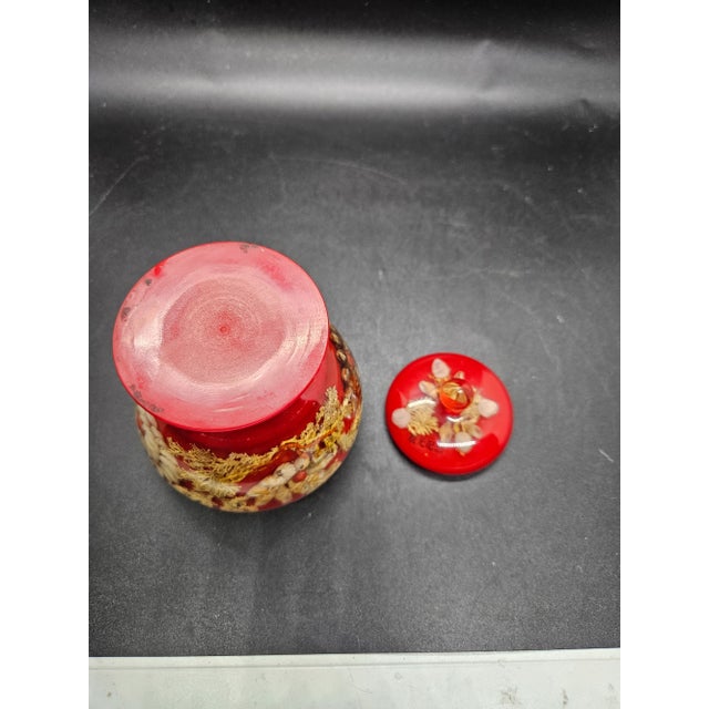 Vintage Lucite Acrylic and Shells Trinket Box W. Lid, Japan Symbols For Sale - Image 4 of 4