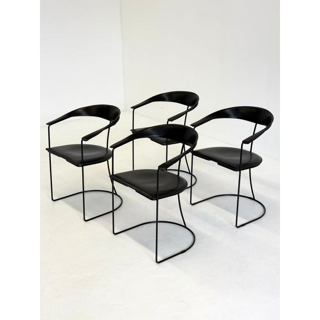 Vintage Ursala Dining Chairs in Black Leather from Arrben, Set of 8 For Sale - Image 15 of 18