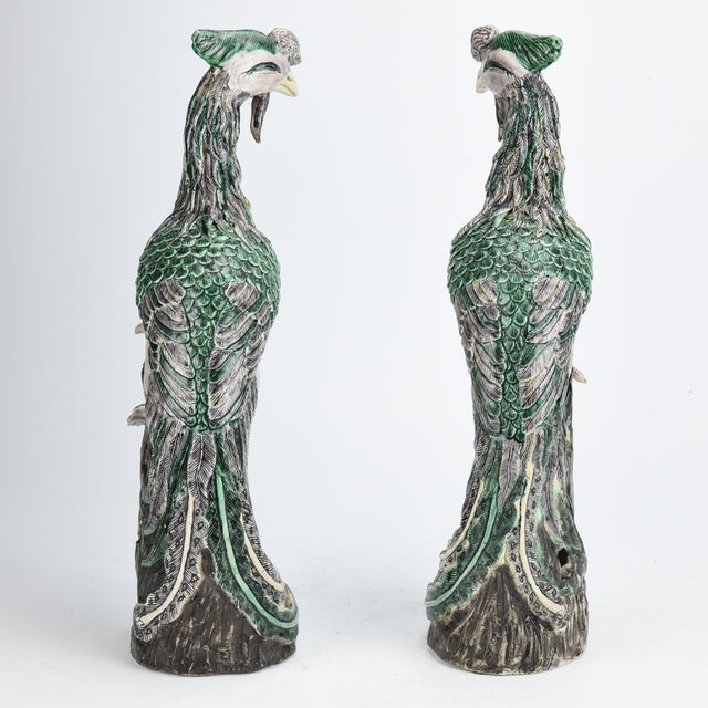 18th Century Chinese Porcelain Famille Verte Phoenix Birds - a Pair For Sale - Image 4 of 6