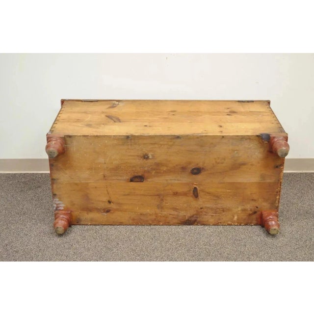 Late 19th Century Antique Rustic Primitive Pennsylvania Dovetailed Red Painted Blanket Chest Trunk For Sale - Image 11 of 12