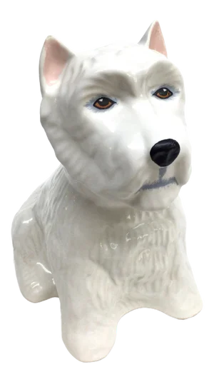 Vintage White Ceramic Scotty Dog Statue Figure