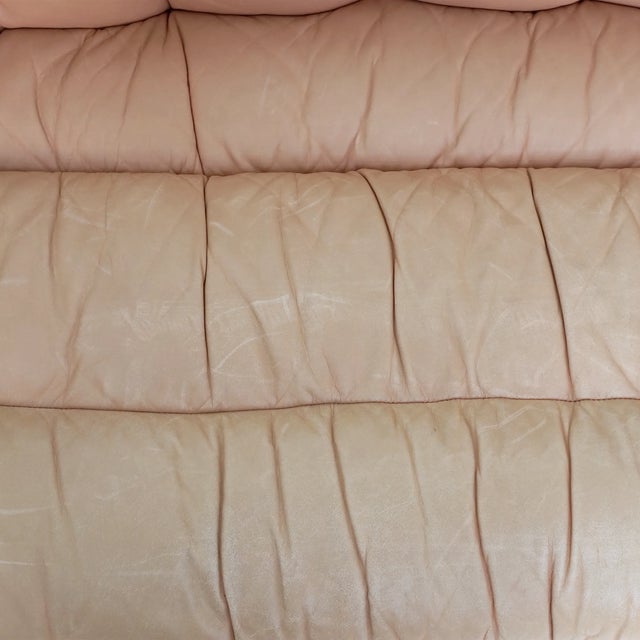 Mid 20th Century Leather Channel Back Loveseat For Sale - Image 9 of 9