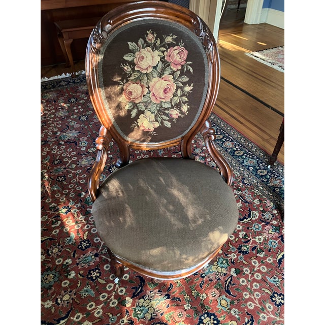 Late 19th Century Victorian Needlepoint Lounge Chair For Sale - Image 11 of 12