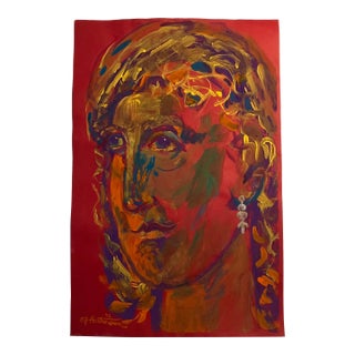 Contemporary Original E.J.Hartmann Abstract Portrait Painting Signed For Sale