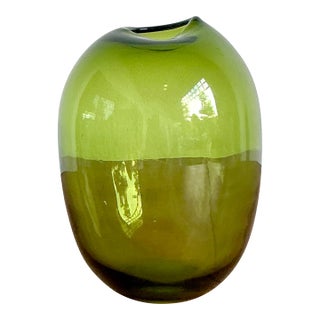 Vintage Boho Signed Blown Glass Vase For Sale