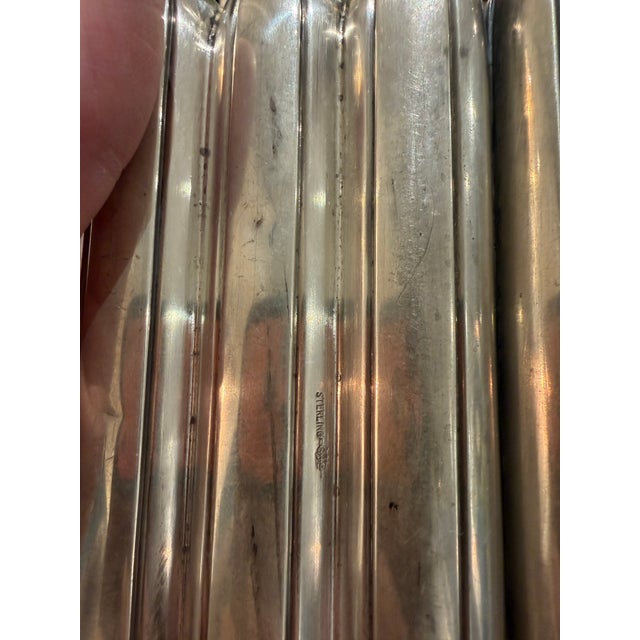 Antique c.1900 Sterling Silver Three-Finger Cigar Case With Gold-Wash Interior For Sale - Image 4 of 12