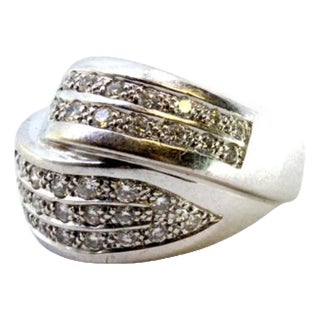 White Gold Ring with Five Bands of Brilliant-Cut Diamonds For Sale