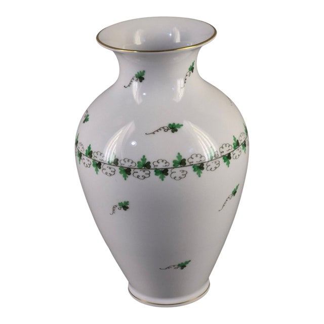 Vintage Fine Porcelain Hand Painted Herend Hungary Vase 9.5'' High For Sale