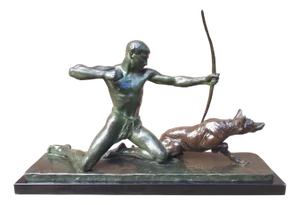 Louis Riché, Large Art Deco Sculpture, 1920s-1940s, Bronze & Marble