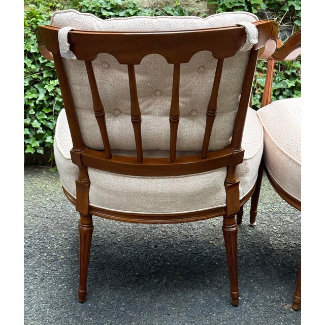 Brown Vintage Regency Louis XVI Armchairs - A Pair For Sale - Image 8 of 11