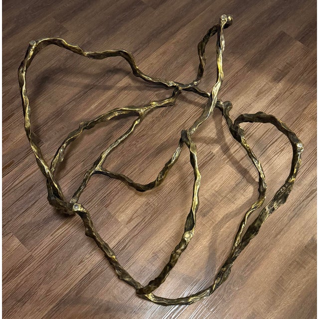 Studio a by Global Views Twistwood Cocktail Table – Antique Brass W/ Glass Top For Sale In Dallas - Image 6 of 9