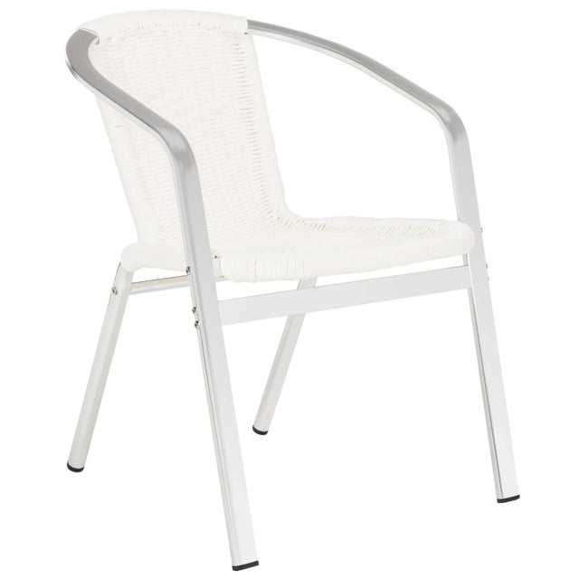 Modern Indoor-Outdoor Stacking Armchair in White - a Pair For Sale - Image 3 of 9
