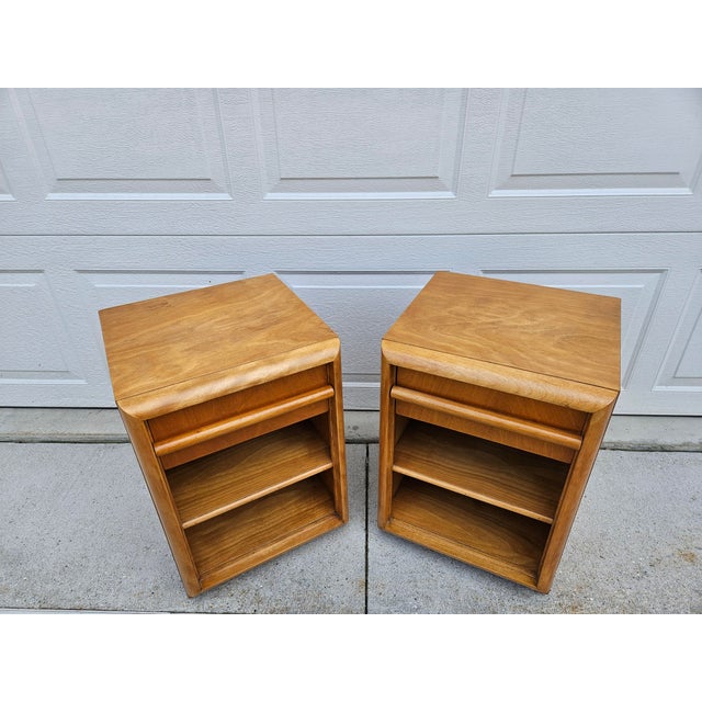 Mid-Century Modern Mid-Century Modern Walnut Robsjohn-Widdicomb Style Nightstands For Sale - Image 3 of 17