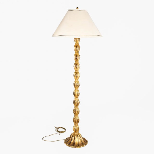Gold Painted Floor Lamp This lamp measures: 23 wide x 23 deep x 63 inches high This lamp is in Great Vintage Condition...