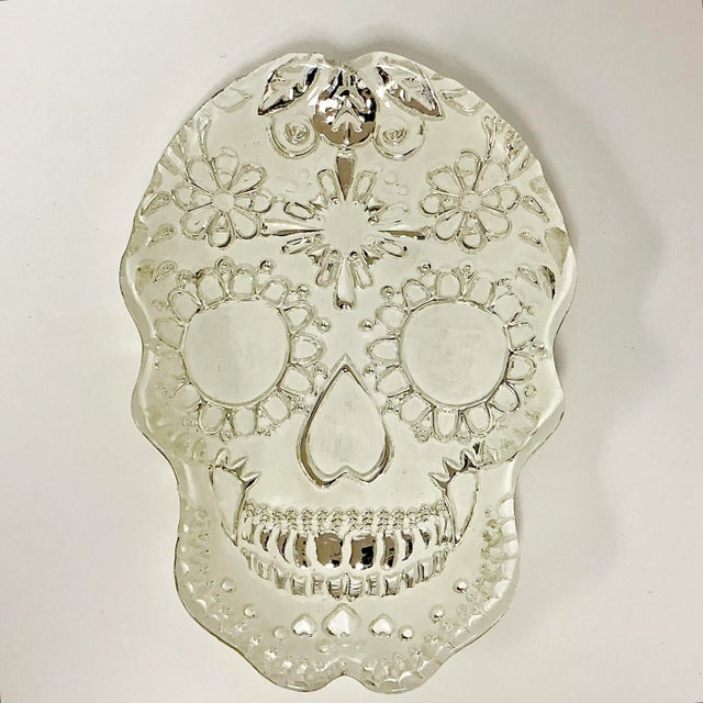 Mexican 1980s Vintage Boho Chic Mexican Style Skull Decorative Bowl. For Sale - Image 3 of 7
