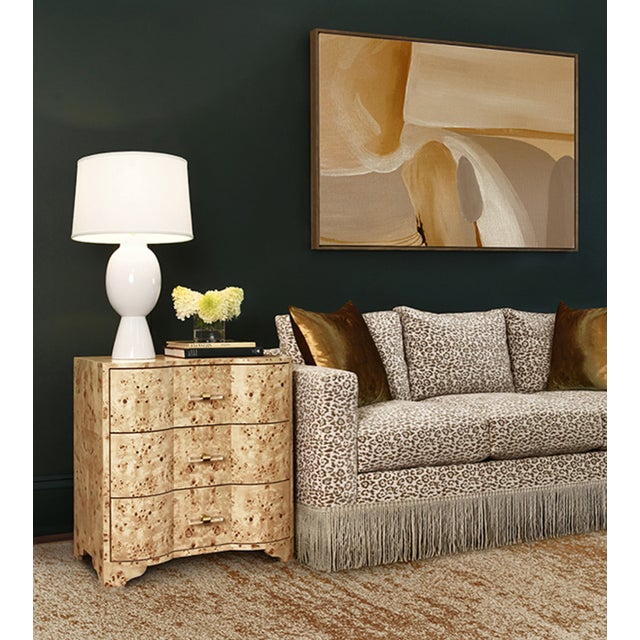 Matthew Izzo Home Light Burlwood Three Drawer Side Table With Acrylic Drawer Pulls For Sale In New York - Image 6 of 7