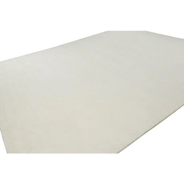 2010s Rug & Kilim’s Oversized Textural Rug in Simple, Solid Cream White Tones - 3x18 For Sale - Image 5 of 7