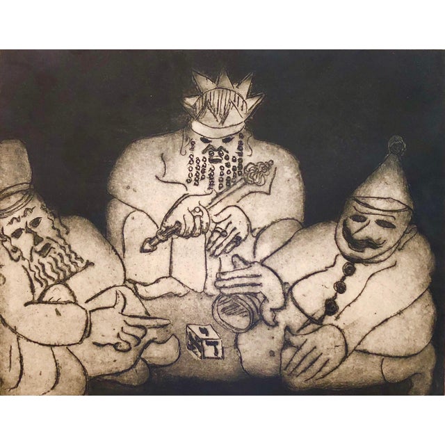 Ben-Zion Weinman, Purim Holiday Scene Judaica Aquatint Etching American Modernist WPA Artist For Sale