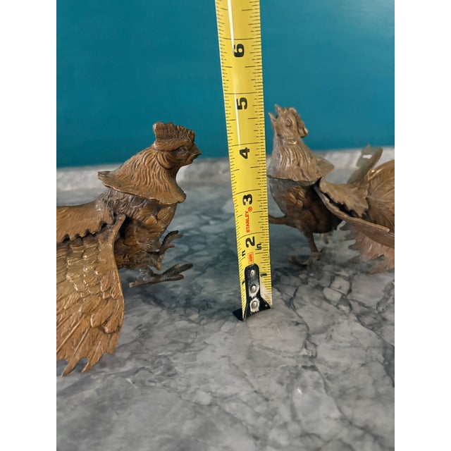 Italian hand crafted pair of bronze " fighting cocks" . Purchased 1959 from Florence showroom. ( I have my Grandma's letter.)