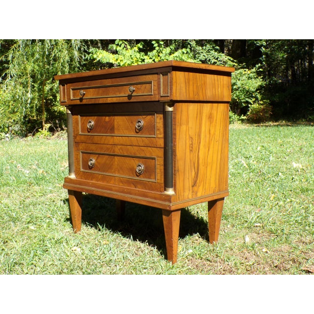 Vintage Italian Neoclassical Style Olivewood Server Chest Table Nightstand For Sale - Image 13 of 17