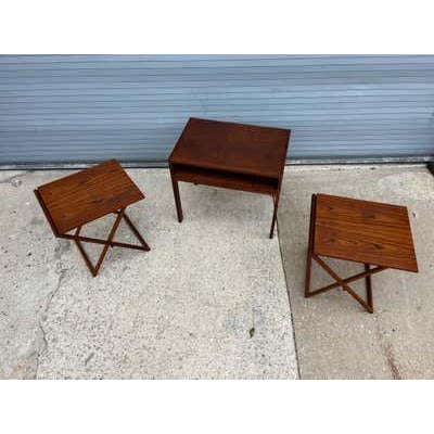 Brown Mid 20th Century Illum Wikkelso Folding Table Set for CFC Silkeborg For Sale - Image 8 of 12