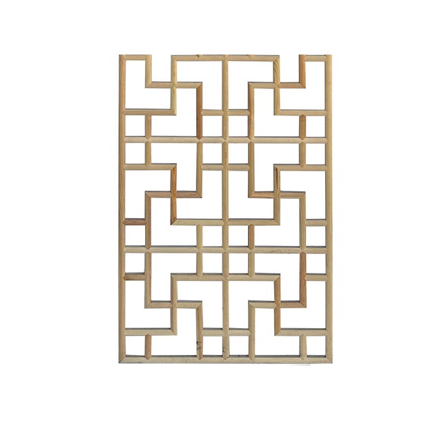 78.75" Raw Wood Rectangular Straight Line Geometric Pattern Wall Panel For Sale - Image 4 of 7