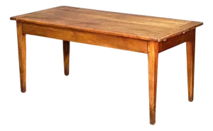 Large French Farm Table of Cherry Wood With Two Removable Leaves