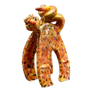 Mid 20th Century Whimsical Signed Studio Art Pottery Ceramic Cat Figurine Sculpture