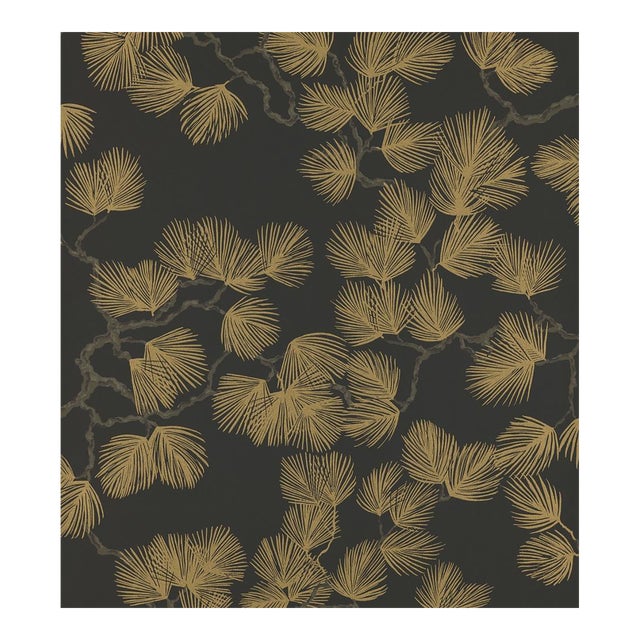 Sandberg for The House of Scalamandré Pine Wallcovering, Black For Sale