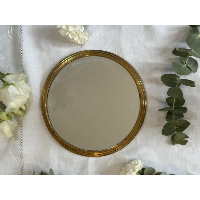 Gold-Plated Metal Mirrored Serving Tray For Sale - Image 3 of 4