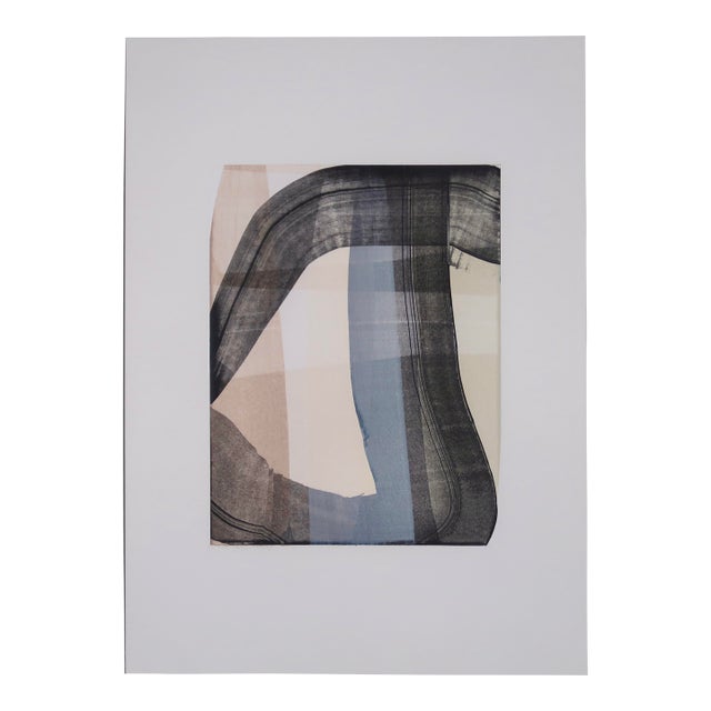 Original Abstract Wabi Sabi Gestural Painting on Paper in Charcoal, Taupe, and Champagne For Sale