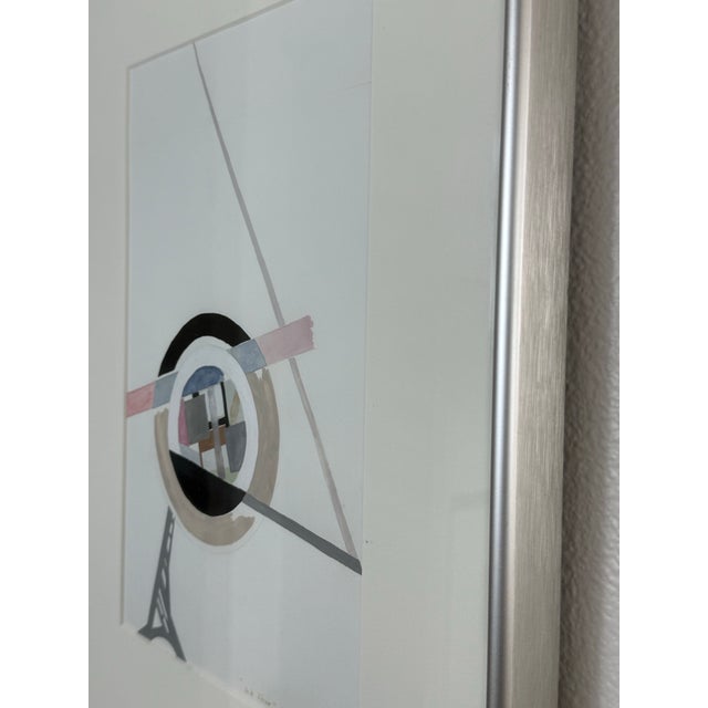 Elegant vintage geometric abstract composition titled “La Tour”, featuring balanced circular forms, architectural linear...