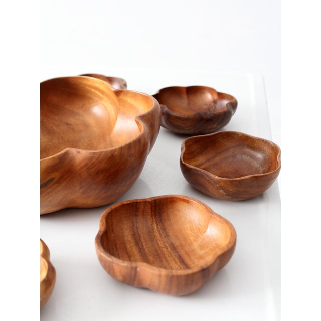 Mid 20th Century Mid-Century Modern Wooden Serving Bowl Set - 9 Piece For Sale - Image 4 of 15