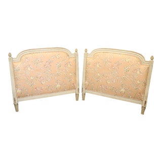 1940s Distressed White Painted Louis XVI Twin Size Headboards or Daybed - A Pair For Sale