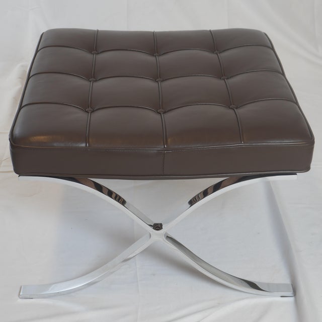 Black Knoll Barcelona Leather Chair and Ottoman Designed by Ludwig Mies Van Der Rohe For Sale - Image 8 of 11