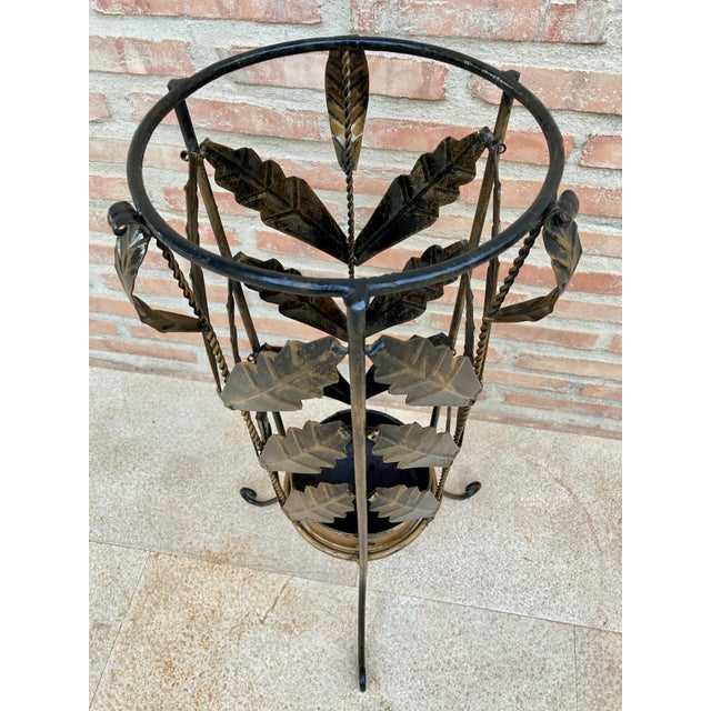Mid-Century Modern Mid 20th Century Mid Century Umbrella Stand Gilt Iron and Brass For Sale - Image 3 of 18
