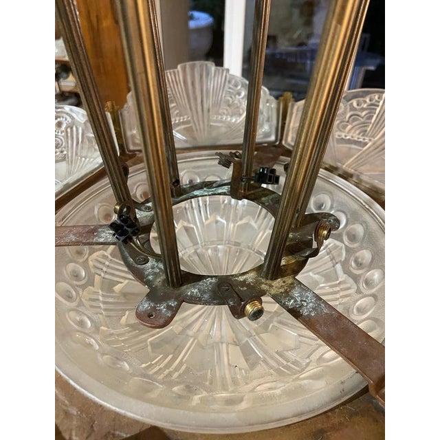Bronze and Glass Pendant by Georges Leleu, France, 1930 For Sale - Image 12 of 15