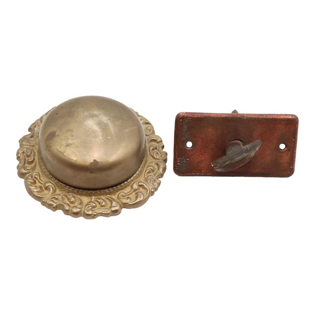 Antique Victorian Mechanical Twist Brass Doorbell For Sale