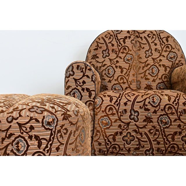 Early 20th Century French Art Deco Upholstered Armchair and Ottoman For Sale In Baton Rouge - Image 6 of 18