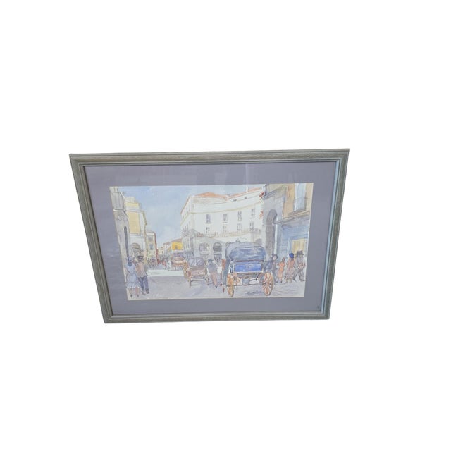 Alfredo Beatrice, Historical View of Caserta/Naples, 1990, Original Watercolor For Sale - Image 14 of 16