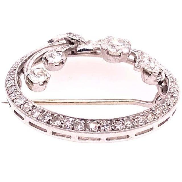 Antique 14 Karat Pin or Brooch in White Gold Diamond Circle For Sale - Image 11 of 12