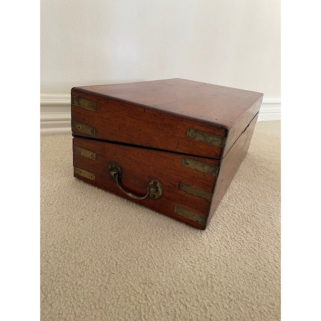 Campaign Rare 19th Century English Writing Slope With Secret Drawers For Sale - Image 3 of 8