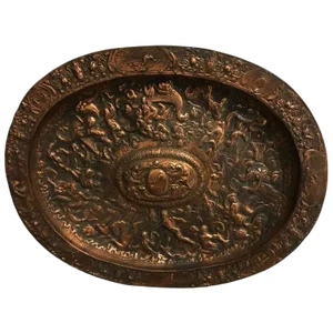 Wall Plaque Depicting "Classical Scene" With Copper Overlay